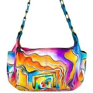 ANUSCHKA Hand Painted Leather Shoulder Bag